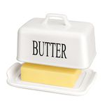 JSHKY Butter Dish for Canadian 1 lb of Butter, Large Butter Storage Hold a Whole Pound Block of Butter, Butter Keeper Fit an Entire Pound Brock of Butter, Butter Container, Color-White