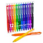 Erasable Gel Pens, 12 Colors Lineon Retractable Erasable Pens Clicker, Fine Point, Make Mistakes Disappear, Assorted Color Inks for Drawing Writing Planner and Crossword Puzzles