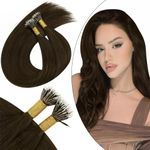 Ugeat Nano Hair Extensions Chocolate Brown Hair Extensions For Women Nano Beads Human Hair Extensions 16 Inch 50G 50S