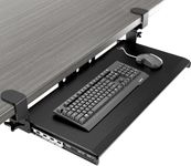 Keyboard Tray Under Desk Pull Out with Extra Sturdy C Clamp Mount System, 693.42 (825.5 mm Including Clamps) x 279.4 mm Slide-Out Platform Computer Drawer for Typing Black AX01WB01