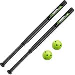 Hikeen Baseball Bat and Balls Set(2 Bats and 2 Balls) -32" Plastic Bat & Limited Flight Baseballs Regulation Size,Backyard Baseball Set for Kids, Youth, Adults