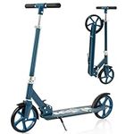 HONEY JOY Kick Scooter, 220 LBS Folding Lightweight Outdoor Scooter w/ 3 Adjustable Height, 7’’ Big Wheels, Aluminum Frame, Kickstand, 6’’ Anti-Slip Deck & Rear Brake, Scooter for Kids Teens Age 8+