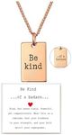 LIU JUN Be Kind Of A Badass Necklace For Women, To Best Friends Sorority Sisters Inspirational Square Pendant Stainless Steel Band Friendship Gift Jewelry, Stainless Steel, No Gemstone