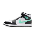 Jordan Nike Air 1 Mid Men's Shoes Black/Fire Red-White DQ8426-060, White/Green Glow-black, 13