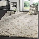 Rufruf Super Soft Indoor Modern Shag Area Silky Smooth Fur Carpets Fluffy Carpets Anti-Skid Shaggy Rectangular Area Rug Dining Room Home Bedroom Carpet Floor 7- Feet By 10- Feet (Ivory|Beige)