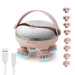 Scalp Massager Rechargeable Head Massager Scalp Stress Relax, QSPORTPEAK Cat Massager, Head Massager with 8 Massage Heads, IPX7 Waterproof, 3 Levels for Growth,Deep Clean & Stress Sliver