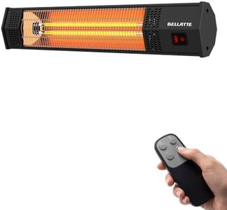 Bellatte Electric Patio Heater for Outdoor Indoor, 1500W Infrared Wall Outdoor Heater 32'' with Remote, IPX5 Waterproof, 3 Levels Instant Heat, 9H Timer, for Garage Workshop Backyard Living Room