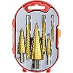 6-Piece HSS Titanium Step Drill Set, 4 12 mm Step Cone Drill bits, high-Speed Steel Twist Drill bits for DIY Plastic, Wood, Metal, Aluminum, Copper, Cone Drill, Metal Drill, conical Drill