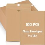 Geyee 100 Pcs Clasp Envelopes Manilla Envelopes Gummed Mailing Envelopes for Storing or Mailing Colored Envelopes for Home Office Business Supplies(Brown,9 x 12 Inch)