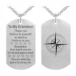 FALOGI To My Grandson Gifts Necklace from Grandma, Meaningful Grandson Dog Tag, Jewellery for Grandson