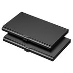 PATIKIL Business Card Holder, 2 Pieces Aluminum Alloy Flip Cover Slim Name Cards Case for Women Men, Black