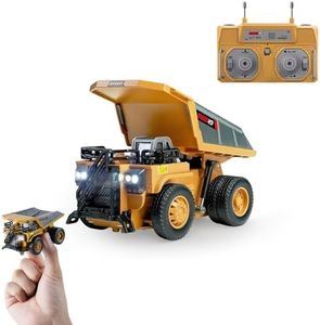 BRRRRT 1/64 RC Dump Truck,Mini Dump Truck Toy,8-Channel Remote Control Toy with Metal Bed & Light, RC Construction Vehicles,Type-C Built-in Battery,Birthday Gifts for Boys and Girls Age 3+