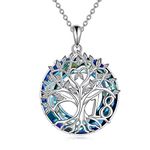 YFN 18th Birthday Gifts for Girls Sterling Silver Tree of Life Necklace with Blue Crystal Graduation Christmas Jewellery for Daughter Granddaughter Girlfriend