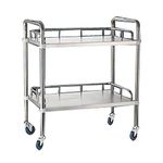 Stainless Steel 2 Layers Medical Instrument Trolley, Beauty Salon Treatment Carts, Surgical Dressing Changer Instrument Vehicles