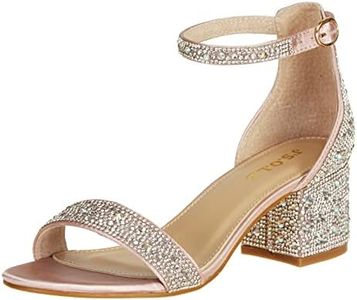 J's.o.l.e Women's Sparkly Open Toe Low Block Heel Rhinestone Dress Sandals Wedding Shoes for Bride, Champagne, 12