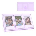 HIYQIN Collage Picture Frame with Three 2x3 Inch Openings - 3 IN 1 Mini Photo Frame - Desktop Clear Picture Frame Compatible with 2x3 Fujifilm/Polaroid Instax Film - Purple