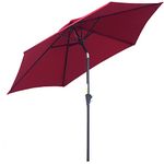 Outsunny 8.5' Round Aluminum Patio Umbrella 6 Ribs Market Sunshade Tilt Canopy w/Crank Handle Garden Parasol Wine Red