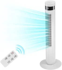 Antarctic Star Tower Fan Portable Electric Oscillating Fan Quiet Cooling Remote Control Standing Bladeless Floor Fans 3 Speeds Wind Modes Timer Bedroom Office (36 inch, White)