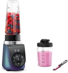 Moulinex Blend Up, Mini blender puissant, 1 000 W, 8 programmes automatiques, Glace pilée, couteau économe YY5608FG, Noir et Transparent
