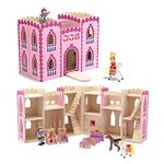 Melissa & Doug Wooden Fold & Go Princess Castle Toy | Gift & Presents | Wooden Toy | Princess Castle for Girls and Boys | Pretend Play | Play Set | 3+ | Gift for Boy or Girl