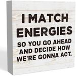 Zopedia Motivational Office Desk Decor I Match Energies Wood Sign Office Accessories for Women Rustic Home Farmhouse Office Desk Cubicle Shelf Decor 5 X 5 Inch