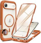 Miracase Magnetic for iPhone Air Case 6.5" [Compatible with MagSafe] Full-Body Phone Case with Built-in Glass Screen Protector & Camera Control,Drop Proof iPhone 17 Air Case Cover, Orange