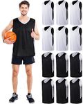 Suhine 12 Pcs Blank Reversible Basketball Jersey for Men Lightweight Athletic Shirts Youth Men's Mesh Jersey Team Scrimmage(3XL(12 PCS))