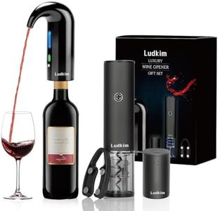 Ludkim Electric Wine Opener, Rechargeable Wine Gift Set With Electric Wine Aerator Dispenser, Automatic Electric Wine Corkscrew, Automatic Wine Saver Vaccum Pump, Foil Cutter and Gift Box