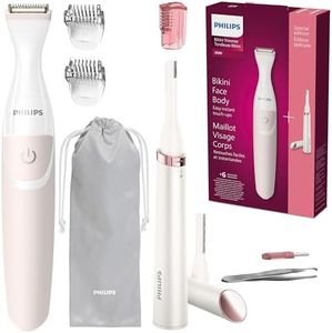 Philips Beauty Women's Bikini Trimmer and Precision Trimmer Special Edition Bundle, BRT387/90,Pink and White