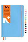 NEORAH—A5 Dot Grid Classic Notebook -110 Gsm (210x148mm)-Hardcover Dotted Journal| Include Silk Book Marks |BackPocket |Sticker Label |Office Notebook Journal 160pages|Completely HANDMADE (LIGHT BLUE)