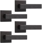 knobelite(4 Pack Dummy Lever Door Handle, Slim Square Non-Turning Single Side Pull Only Lever Set for Closet or French Doors, Oil Rubbed Bronze with Modern Contemporary for Half-Dummy Application