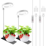 Kullsinss Grow Lights for Indoor Plants, 48 LEDs Full Spectrum Plant Grow Light with Detachable Base, Height Adjustable, 3 Spectrum Modes, Automatic Timer, Plant Light for Small Indoor Plants, 2 Pack