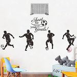 ANFRJJI Football Wall Decal Soccer Wall Sticker - Removable PVC Sport Art Silhouette Vinyl Wall Decor for Kids Bedroom Football Fans - Shoot for Your Goals Wall Decoration JWH150 (Black)