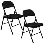 Story@Home Metal Folding Chair| Chairs for Home| Modern Light Weight Space Saver Simple Multi Functional for Living Room, Dining Room, School Chairs, Office, Home & Cafe| Black- Set of 2