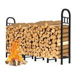 GREENER 6.6FT Firewood Rack Outdoor Heavy Duty Wood Rack for Firewood Indoor Log Holder for Fireplace, Fire Wood Holder Metal Lumber Storage Carrier Firewood Log Rack Stand Stacker for Patio Black