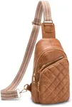 Viverte Crossbody Bags for Women Large Vegan Leather Sling Bag Cross Body Bag for Woman Casual Daypack Backpacks for Travel Outdoors (Light Brown)