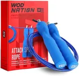 WOD Nation Adjustable Attack Speed Jump Rope for Women & Men - Tangle Free 3.3mm Skipping Rope Perfect for Exercise & Fitness - Perfect for Home & Gym Workouts - Blue