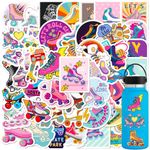 50Pcs Roller Skate Stickers Cool Roller Skating Stickers Skater Girl Stickers Waterproof Vinyl Stickers for Kids, Adults Water Bottle Laptop Guitar Phone Skateboard Luggage Décor