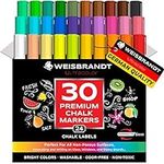WEISBRANDT Chalk Markers Liquid, UltraColor Vibrant Mega Pack of 30, Premium Dry Erase Marker Pens - Use on Chalkboards, Whiteboards, Blackboards, Glass, Reversible 6 mm Tip, 24 Chalkboard Labels
