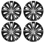 UKB4C 16" Black & Silver Stripe Multi-Spoke Wheel Trims Hub Caps Covers Protectors