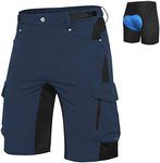 Ally Mens Mountain Bike Shorts 4D Padded Lightweight Quick Dry Stretch Loose-fit with 6 Pockets for Cycling Biking Bicycle Riding Biker (Dark Navy, XX-Large)