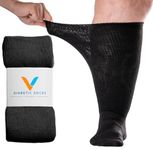 Viasox Black EasyStretch™ Diabetic Socks for Men & Women, Non Binding Top, Seamless Toe, Loose Fit, Large 9-12