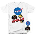 NASA Apollo Mission Patches T Shirt and Stickers (Small) Athletic Heather