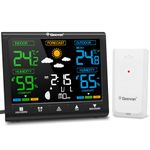 Geevon Weather Station Indoor Outdoor Thermometer Wireless, Digital Weather Thermometer Temperature Humidity Monitor with Comfort Indicator, Adjustable Backlight, Alarm Clock and Calendar