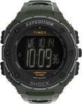 Timex Men's Expedition Shock XL Vibrating Alarm Quartz Resin Strap, Green, 22 Casual Watch (Model: TW4B241009J)