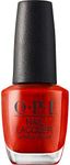 OPI Nail Lacquer Gimme a Lido Kiss | Opaque Bright Red Shimmer Chip Resistant Nail Polish | Vegan, Fast Drying, Streak Free