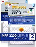 Filtrete 20x25x1 Smart Air Filter, MPR 2200, Premium Allergen & Home Pollutants, 2-Pack (exact dimensions 19.72 x 24.72 x 1.1)