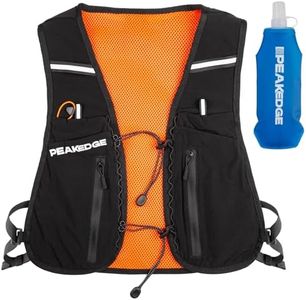 Running Hydration Vest with 500ml Bottle | Adjustable Running Vest for Women and Men | Reflective Running Water Bottle Vest, Phone Holder and 8 Pockets | Trail Running Backpack | PEAKEDGE