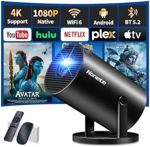 Vidéoprojecteur 1080P FHD Mini Projecteur Video 4K avec WiFi 6 BT5.2 Android TV, Portable Projecteur Supporté pour Trapèze Correction 180° Rotation HDMI/USB/PS5, App intégrée avec HDMI et Souris, Noir