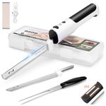 HK Cordless Electric Carving Knife for Meats, Poultry, Bread, Crafting Foam & More, Included Dual 304 Stainless Steel Blades, Fork, Foldable Cutting Board, Newly Upgraded Tactile Control